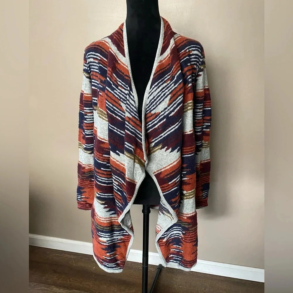 LUCKY brand open cardigan sweater car coat Aztec Southwest style sz XS boho chic